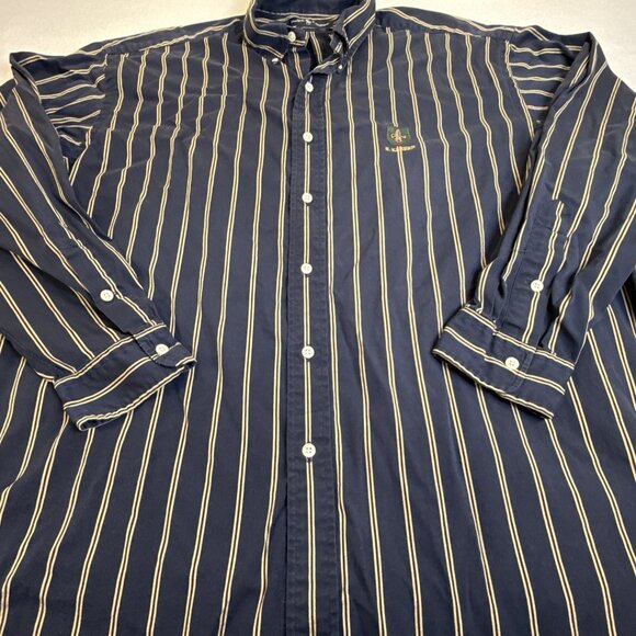 Vintage Ralph Lauren Blaire L/S Button Up Shirt Crest Logo Sz XL Blue Striped - Picture 2 of 7